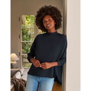 Effie Long-Sleeve Funnel Neck Capelet dark navy size small